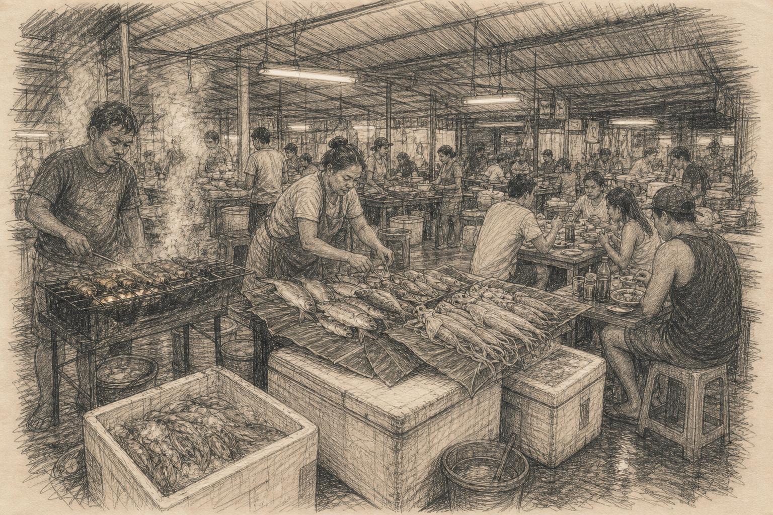 The Manga Night Fish Market and the SuTuKil Eateries Around It